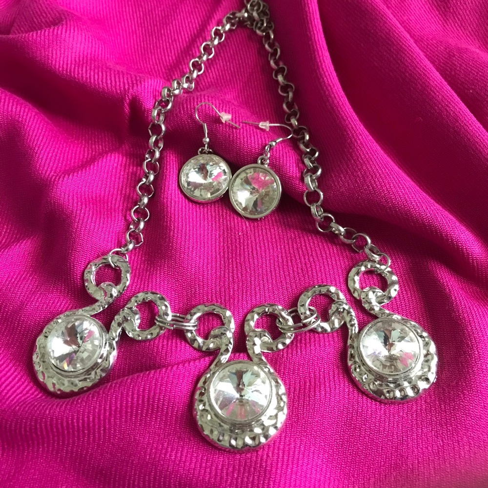 Rhinestone necklace and earrings